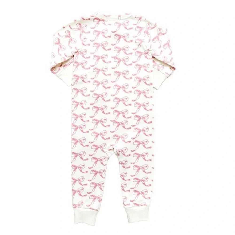 PINK CHICKEN pink bow sleeper zippy pajamas footless newborn baby size 0-3M